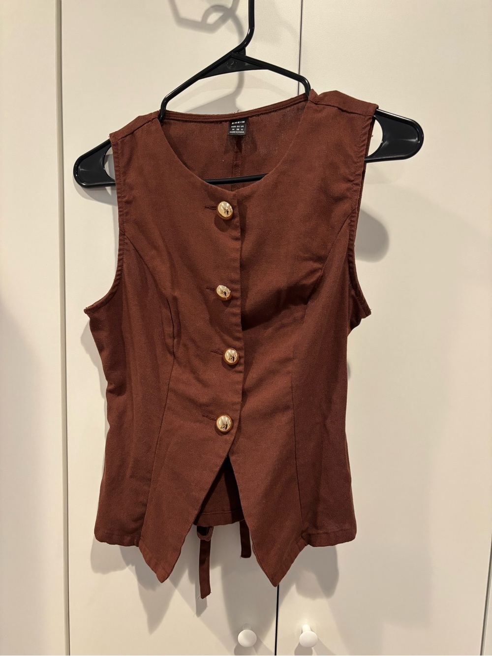 SHEIN Brown Sleeveless Button-Front Camisole